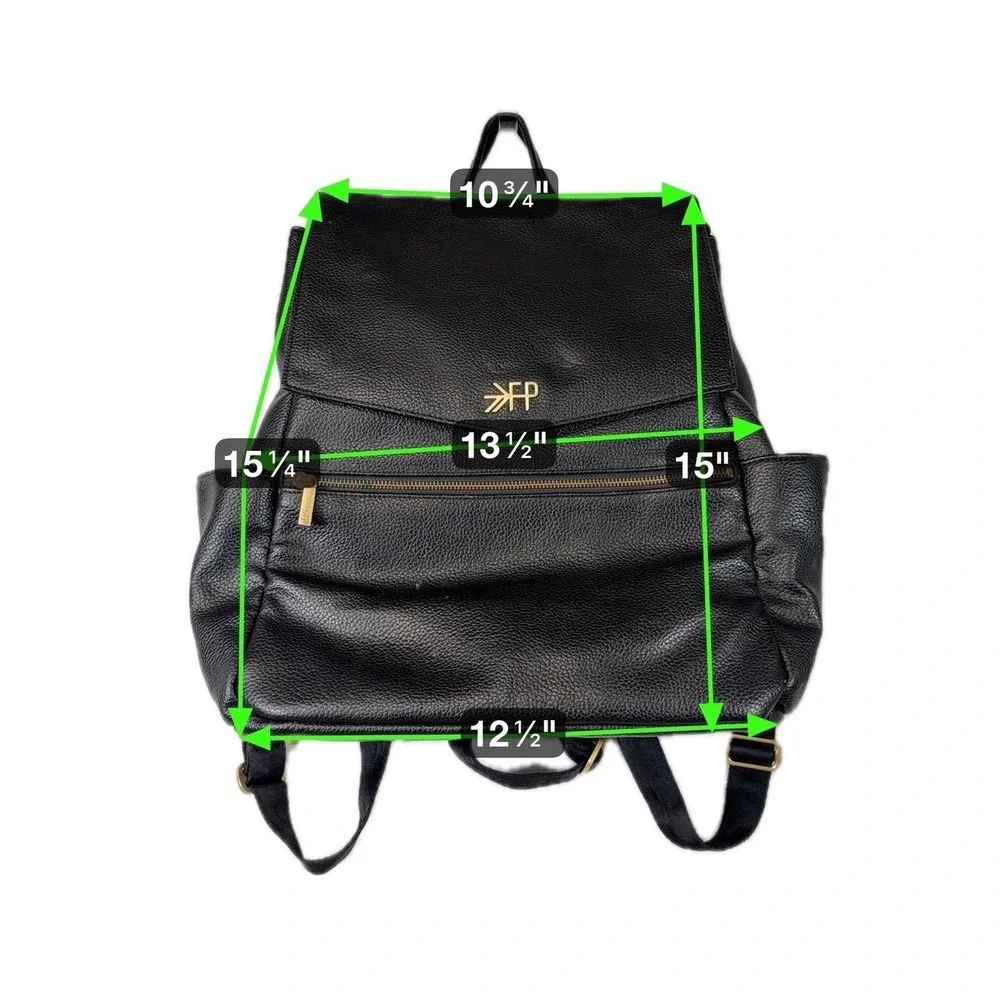 Freshly Picked Black Leather Convertible‎ Backpack Diaper Bag Gold Hardware